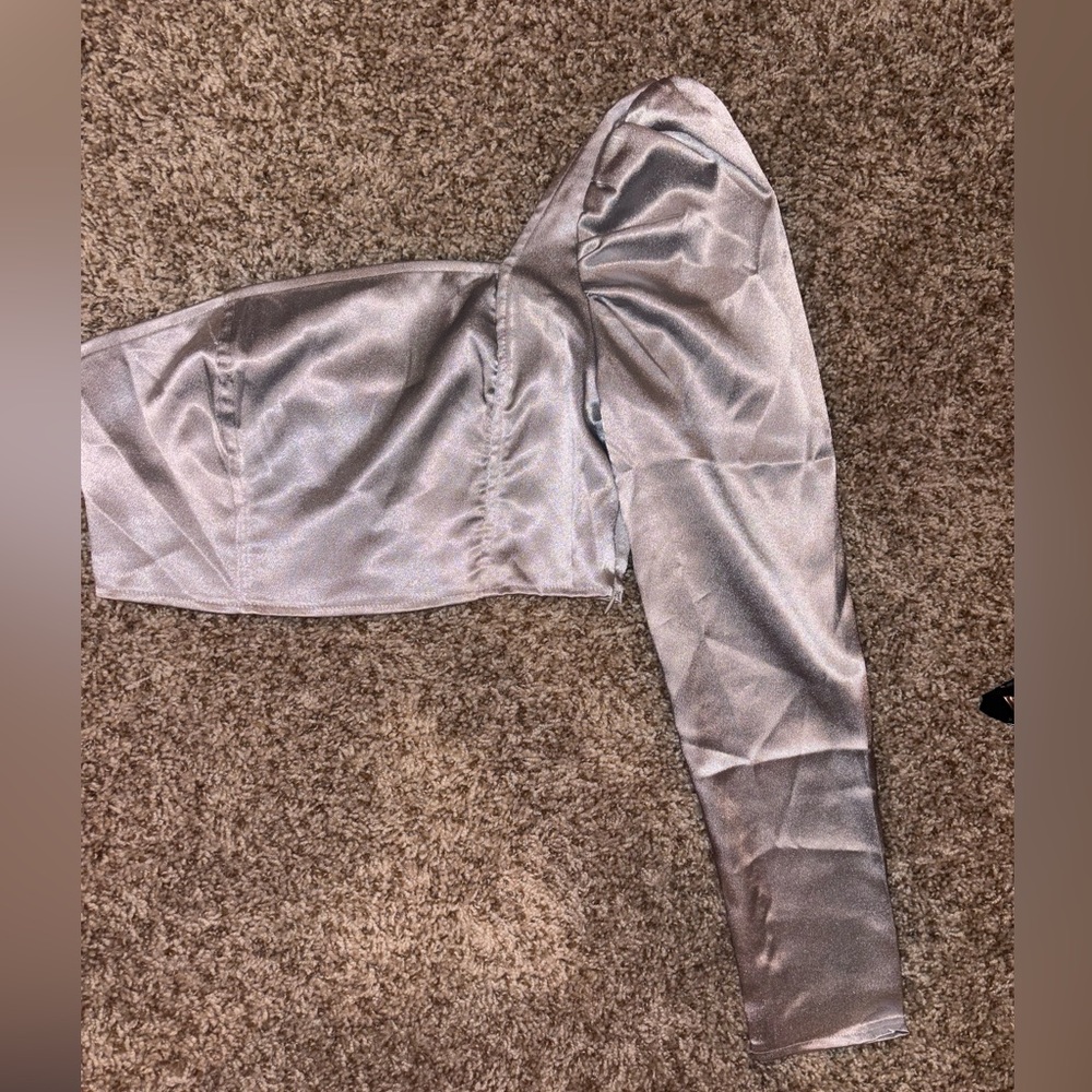 Missguided Shimmering Silver Top